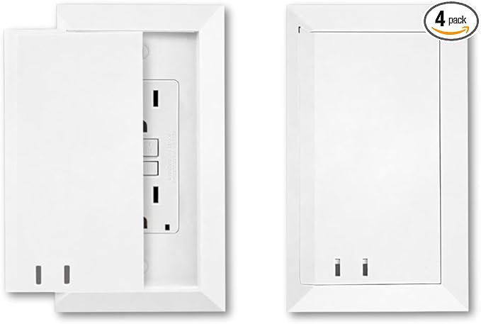 Child Resistant Outlet Cover 4-pack White Decora GFCI Wall Plate Sliding Door that Locks Safe & Stylish Patented Design Made in the USA Quick & Easy Installation Socket Shield