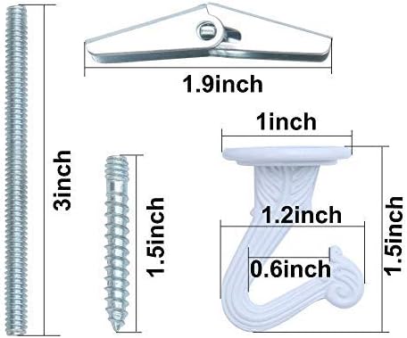 6 Sets White Ceiling Hooks for Hanging Plant, Heavy Duty Swag Toggle Hooks with Hardware (White)