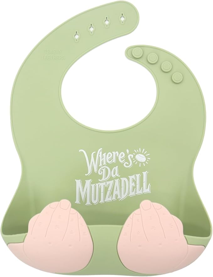 Teasin' Teethers Funny Italian Silicone Baby Bib with Pocket Food Catcher for Toddlers and Infants Funny Baby Bib Gift