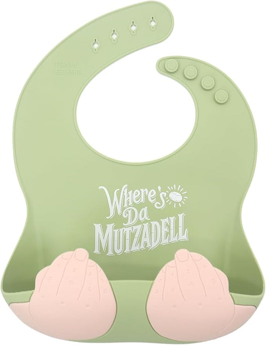 Teasin' Teethers Funny Italian Silicone Baby Bib with Pocket Food Catcher for Toddlers and Infants Funny Baby Bib Gift