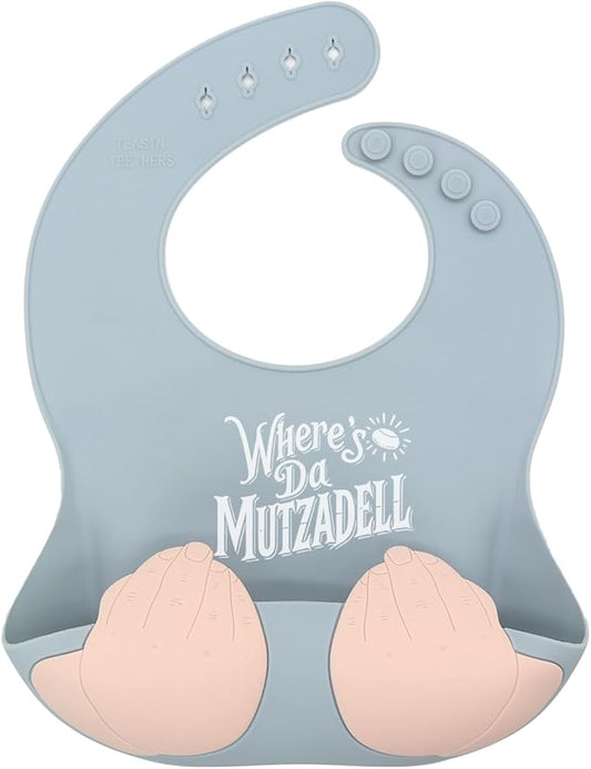 Teasin' Teethers Funny Italian Silicone Baby Bib with Pocket Food Catcher for Toddlers and Infants Funny Baby Bib Gift