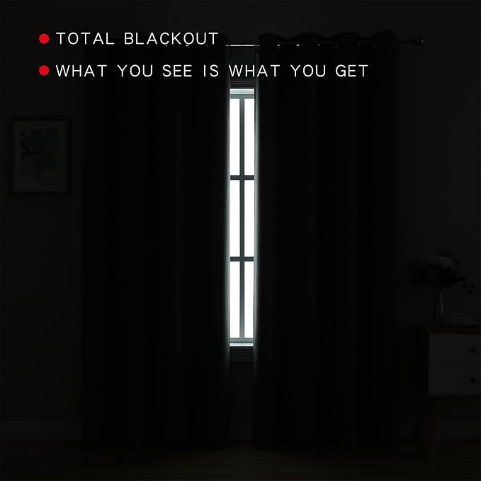 G2000 100% Blackout Curtains for Bedroom Living Room 95 Inches Long Grey - Room Darkening Window Grommet Thermal Lined Insulated Light Blocking Noise Reducing 2 Panels Set