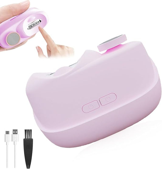 Electric Nail Clippers for Seniors,Smart Nail Clippers 2026 New 3 in 1 Electric Toenail Clipper with Polishing and LED Light,Smart Toenail Clipper 2 Adjustable Speeds for Adults,Baby (Pink)