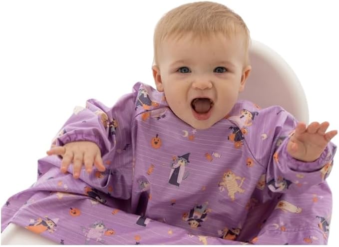BIBaDO - Long Sleeve Baby Bibs - Babies & Toddlers 6-36 Months - Coverall Baby Led Weaning Bib - Easy Wipe, Soft & Waterproof