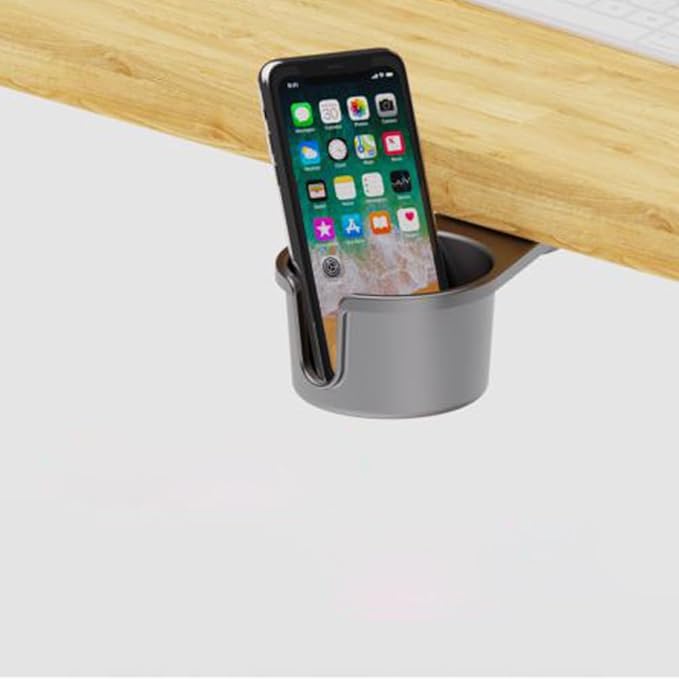 360° Rotating Under Table Desk Cup Holder Cup & Pen Holder Mount Inner Diameter 90mm/9cm (Assembly is Required)