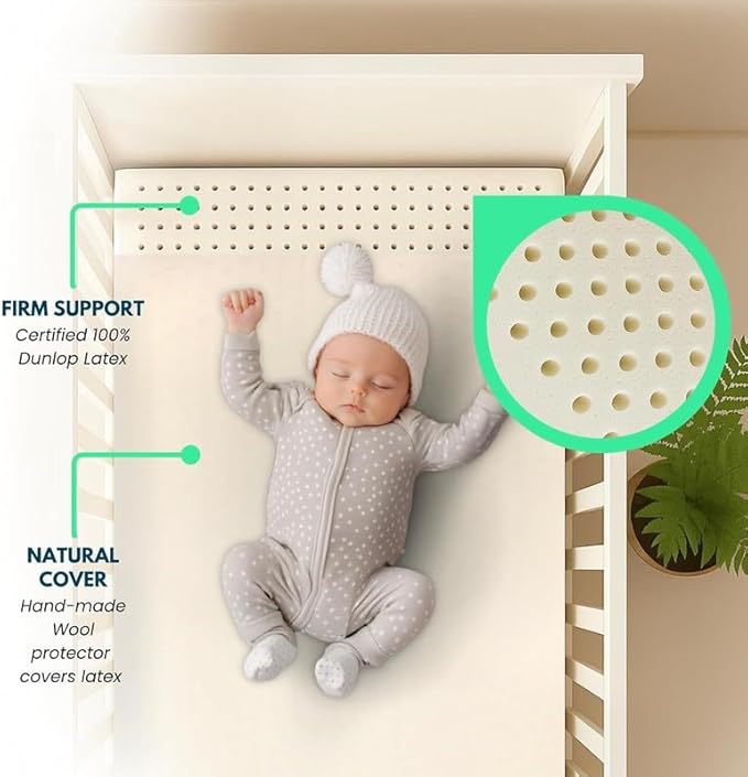 ORGANIC TEXTILES Organic Baby Mattress Topper with Water Resistant Removable Cotton Cover - GOLS/GOTS Certified - Breathable - 3" Cradle (36"x18")