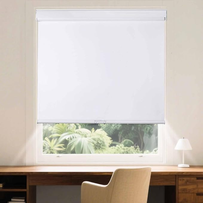 Roller Window Shades Free-Stop Cordless Blackout Blinds, Thermal Insulated Pull Down Shades for Windows, UV Protection Fabric Roller Blinds for Home Office (52.5" Wx72 H, White)