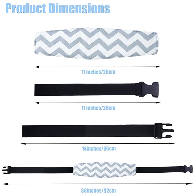 2 Pcs Baby Head Support Band for Stroller Car Seat Pillow Support Head Holder Belt for Kids Children Toddler Infant Sleeping Traveling(Grey)