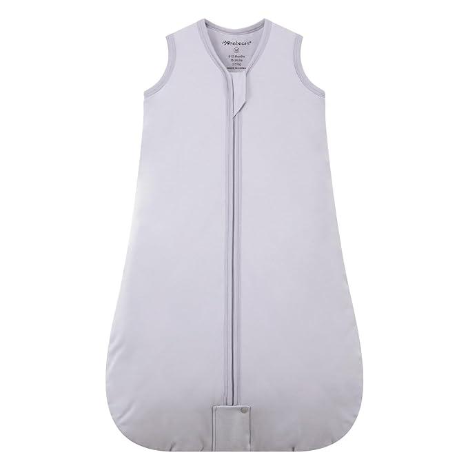 Mosebears Sleep Sack Baby Winter Wearable Blanket with 2-Way Zipper,2.5 TOG Cotton Sleep Sack Unisex (Light Grey, 0-6 Months)