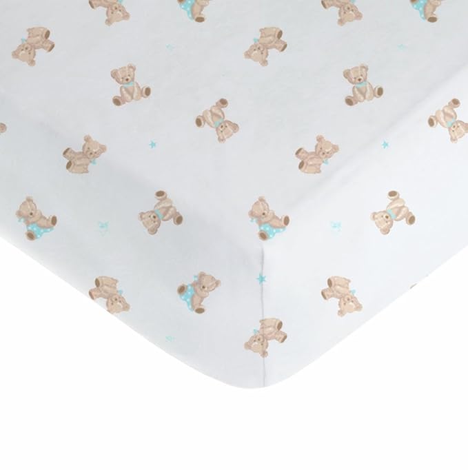 American Baby Company Fitted Crib Sheet 28" x 52", Soft Breathable Neutral 100% Cotton Jersey Sheet, Bear, for Boys and Girls, Fits Crib and Toddler Bed mattresses