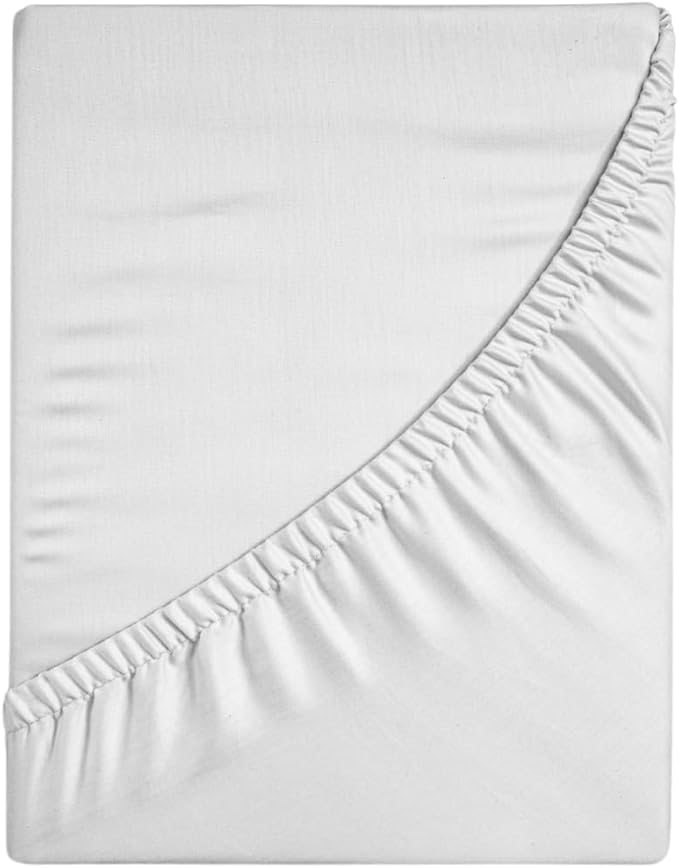 100% Cotton Fitted Sheet Only - Deep Pocket up to 16inch - All-Around Elastic - T-Shirt Fabric Jersey Knit - Extra Soft - Easy Fit - All Season - Comfy (White, Queen)