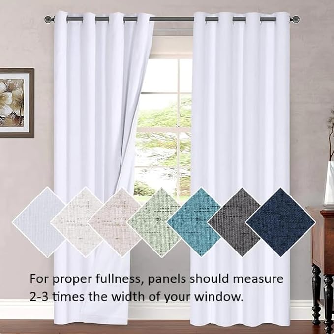 H.VERSAILTEX 100% Blackout Curtains for Bedroom with Black Liner Full Room Darkening Curtains 84 Inch Long Thermal Insulated Back Tab/Rod Pocket Window Drapes for Living Room, 2 Panels, Pumice Stone