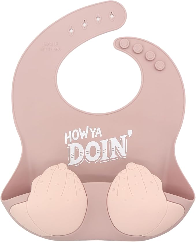 Teasin' Teethers Funny Italian Silicone Baby Bib with Pocket Food Catcher for Toddlers and Infants Funny Baby Bib Gift