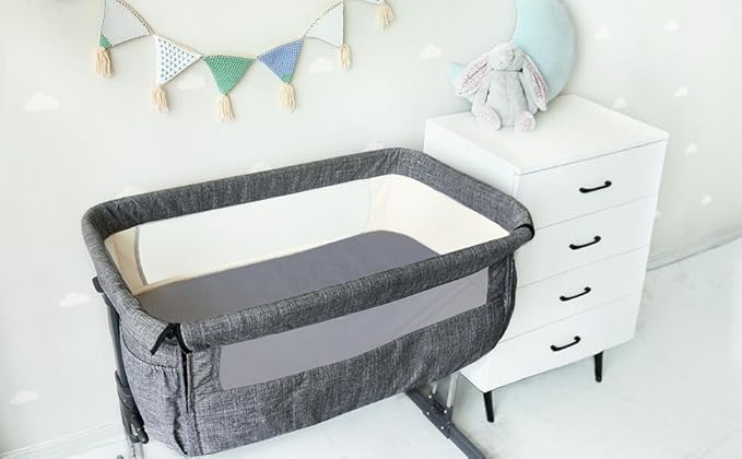 Bassinet Mattress Pad Cover, Fits 18” x 36” Standard Cradle Bassinet Mattress, 2 Pack, Waterproof Ultra Soft, White and Grey
