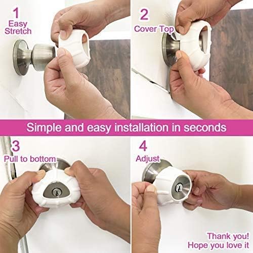 Enjoy Cover New Silicone Door knob Grips Maximum Grip Nonslip Arthritis & Senior Living Aids Grippy Easy Open Fits All Door Knob Universal Size 4 Pack