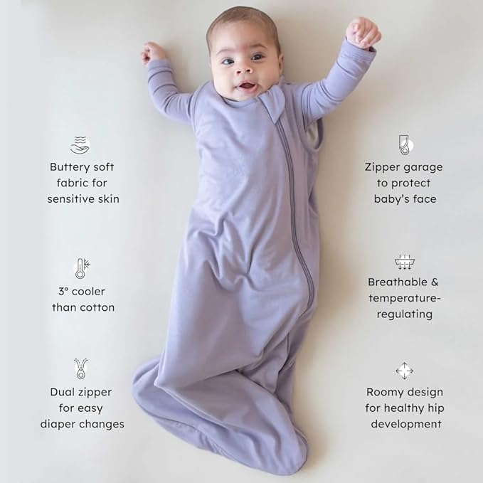 KYTE BABY Unisex Sleep Bag for Babies and Toddlers, 0.5 Tog, 97% Rayon made from Bamboo, 3% Spandex (Small, Taro)