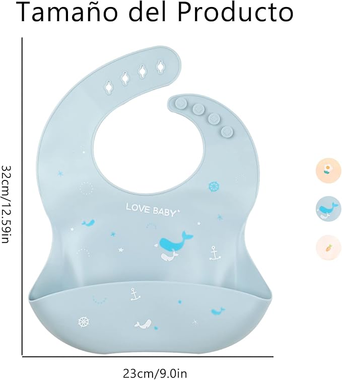 YINGJEE Baby Silicone Feeding Bibs, 3pcs Adjustable Waterproof Bibs for Feeding