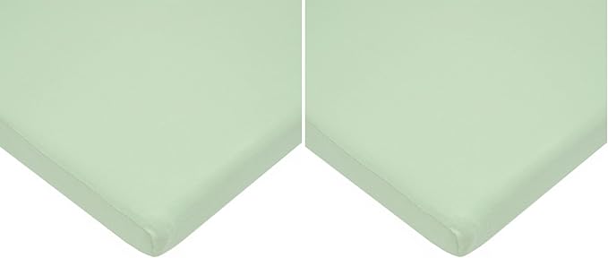 American Baby Company 15" x 33" Fitted Bassinet Sheet, 100% Natural Cotton Jersey Knit, Green, Soft Breathable, for Boys and Girls (Pack of 2)