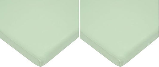 American Baby Company 15" x 33" Fitted Bassinet Sheet, 100% Natural Cotton Jersey Knit, Green, Soft Breathable, for Boys and Girls (Pack of 2)
