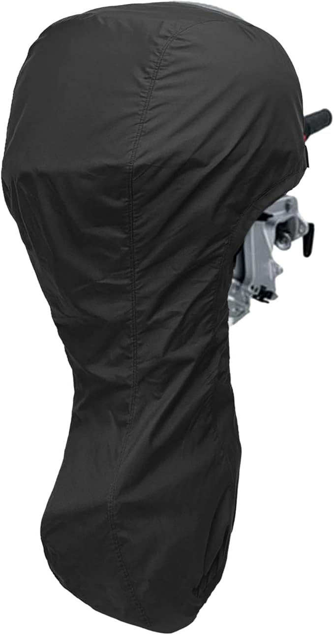 Waterproof Outboard Boat Motor Cover for 0-20HP，59 inch C * 49 inch H, Heavy Duty, Fade-Resistant, Universal Fit Engine Protection