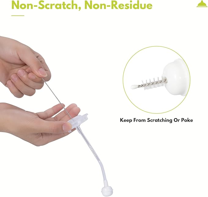 CAREBABYMORE 2 Pack Baby Bottle Brush with 4 Pack Straw Brushes, 10.2" Nylon Brushe with Nipple Cleaner and Stand Suction Cup, Green