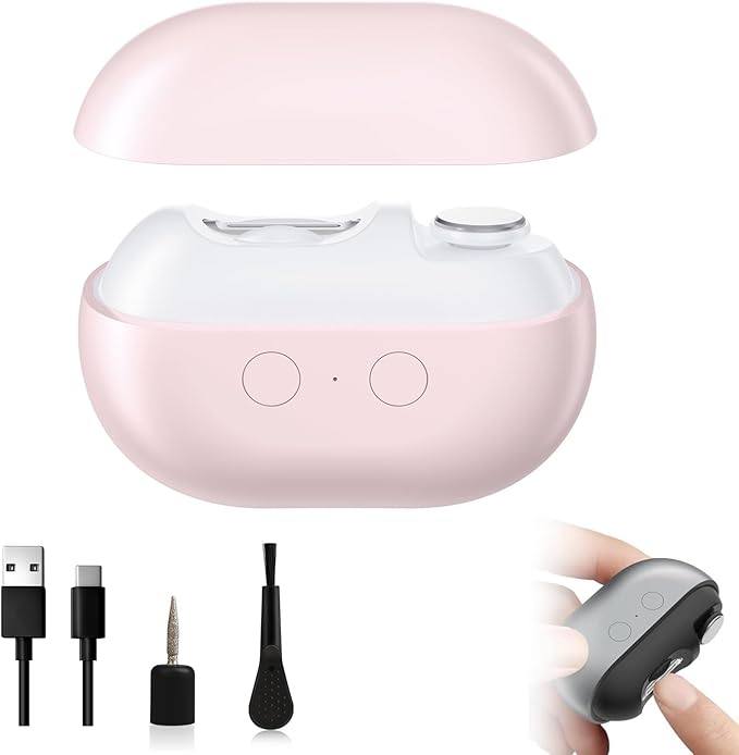 Easy Clip Nail Clippers, New 3-in-1 Automatic Nail Clippers with Polishing & LED Light, Storage, Painless Fingernail Toenail Trimmer for Seniors, Baby and Adults(Pink)