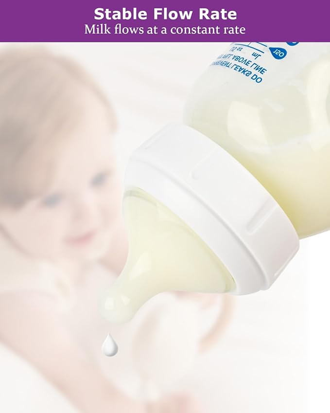 Silicone Nipple for Dr.Brown's Wide-Nick Baby Bottle & Glass Bottles,Level 1 Nipple, Slow Flow, 1m+, 6 Count