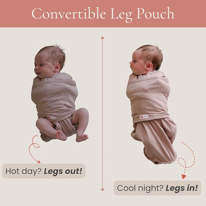 embé 2-Way Starter Baby Swaddle, 6-14 lbs, Newborn Infant Swaddle Sack 0-3 Months, Zip, Hook & Loop 0-3 Months Baby Wrap, Hip Healthy - Angle Stripe