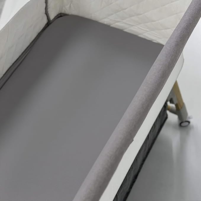 American Baby Company 15" x 33" Fitted Bassinet Sheet, 100% Natural Cotton Jersey Knit, Grey, Soft Breathable, for Boys and Girls, Pack of 2