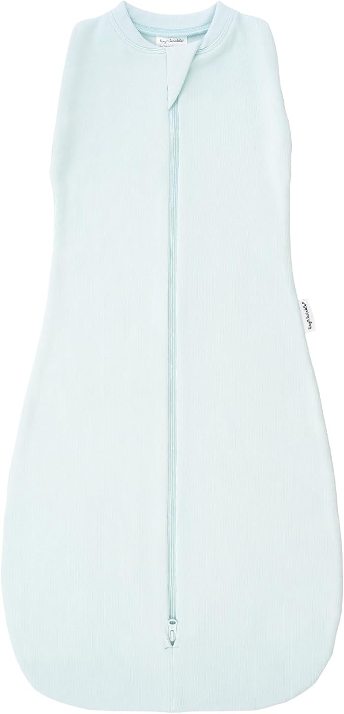 Tiny Twinkle Baby Sleep Sack 0-3 Months 1.0 TOG, Cotton & Elastane Wearable Blanket, Swaddle Transition Micro-Fleece, Machine Washable (Ice Blue)