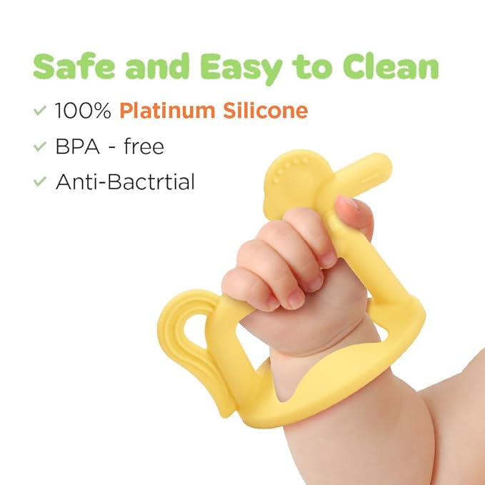 Moyuum Silicone Pony Teether Toy | Made in Korea, Provides Teething Relief, Wearable Wrist Teether is Easy to Hold, Drop Resistant Bracelet, Babies 3+ Months