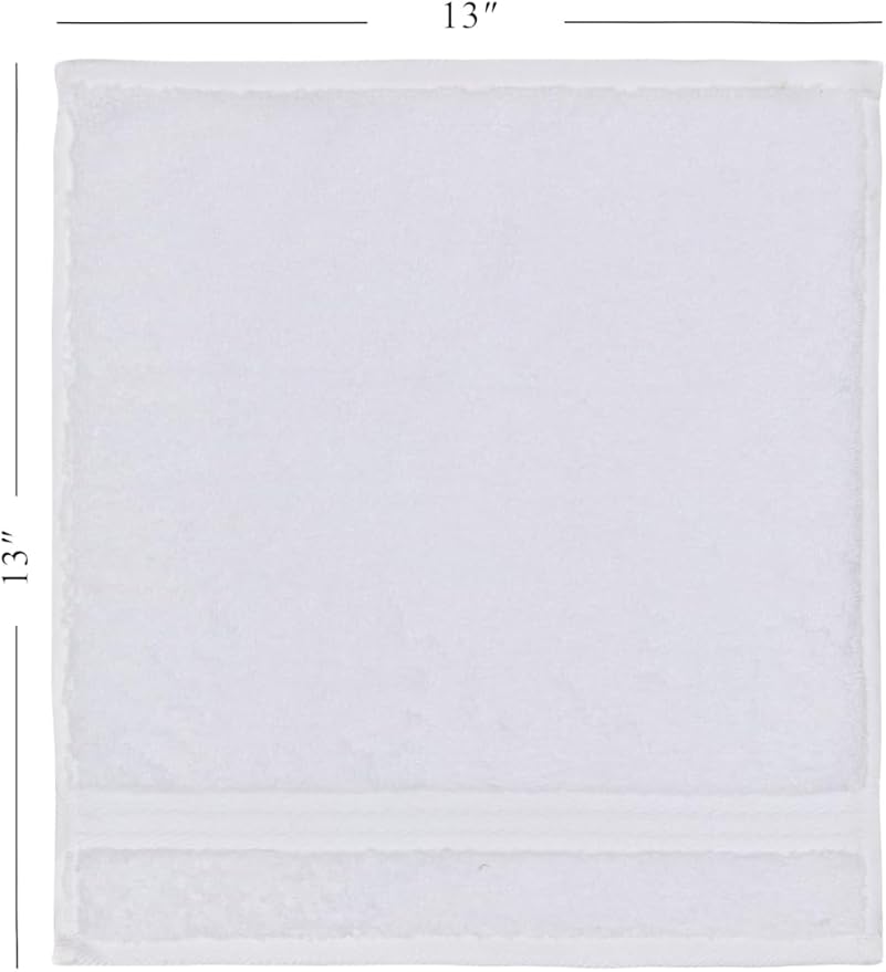 Ozdilek 6-Piece Washcloth Set 13x13 100% Turkish Cotton, 600 GSM, Soft, Gentle on Sensitive Skin, Multi-Purpose Use, Washable, Reusable, Ideal for Baby Care & Spa 6 Towels (Bright White)