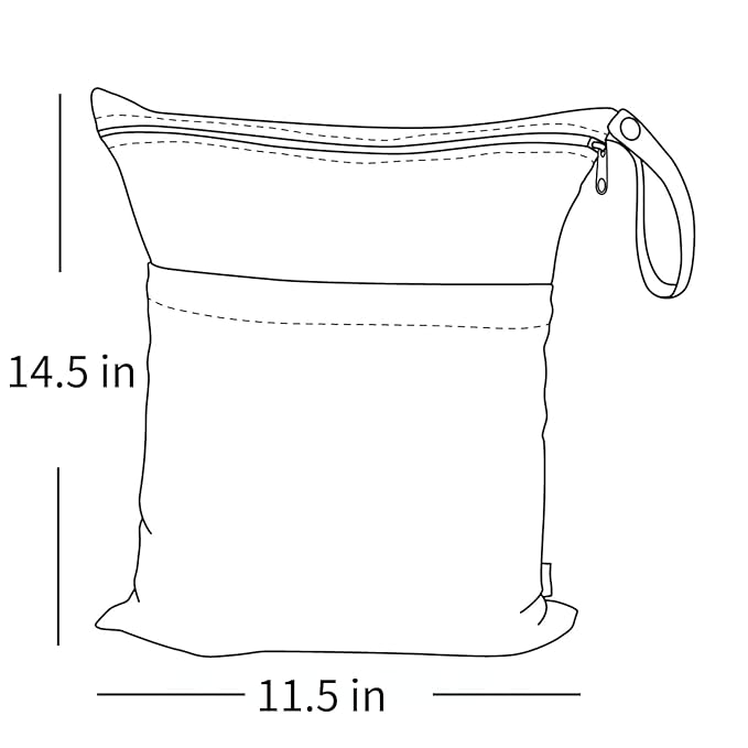 ALVA ALVABABY 2pcs Cloth Diaper Wet Dry Bags Waterproof Reusable with Two Zippered Pockets Travel Beach Pool Daycare Soiled Baby Items Yoga Gym Bag for Swimsuits or Wet Clothes LZ8485