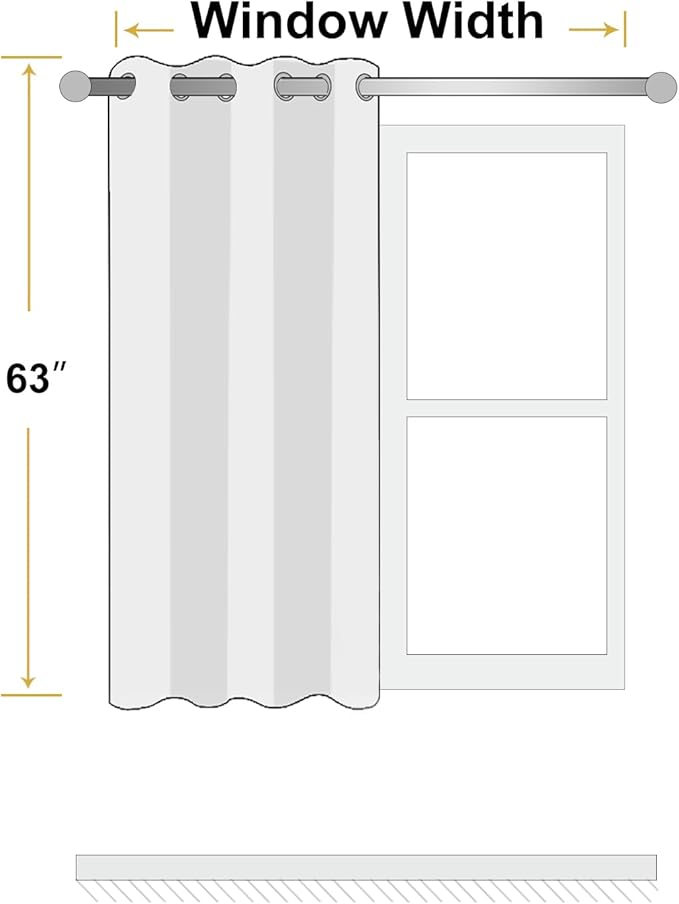 ChrisDowa 100% Blackout Grey Solid Curtains 63 Inches Long 2 Panels for Bedroom Living Room,Farmhouse Room Darkening Thermal Insulated Soundproof Grommet Top Window Treatment Drapes,52x63