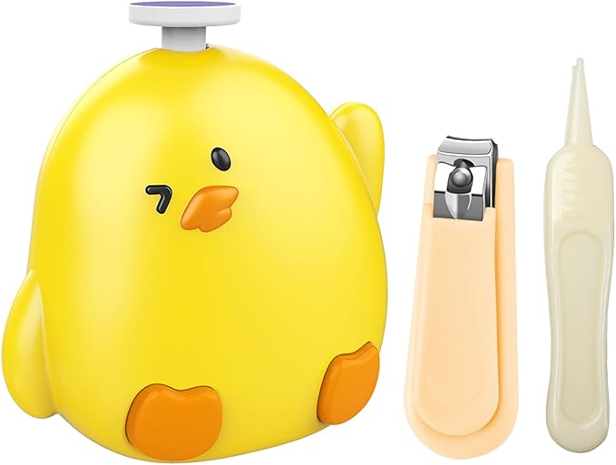 Baby Nail File Electric, Gentle Rechargeable Baby Nail Clippers Grooming Kit Manicure Set for Infant Toddler or Adults, 6 Grinding Head Replacement Pads, 1 Nail Clipper, 1 Nose Clip (Yellow)
