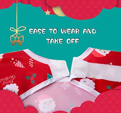 Little Dimsum Full Sleeved Feeding Bib 2 Pack,Baby & Toddler Waterproof Bib Apron,Food Protection Large Pocket Eating Smock 6-36 Month(christmas bib)
