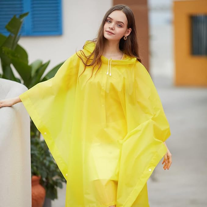 Rain Poncho Raincoats for Adults Reusable - 2-5 Pack EVA Waterproof Rain Coat with Hood, Rain Gear for Women Men