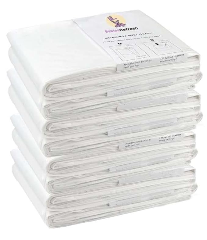BabiesRefresh Refills Compatible with DEKOR CLASSIC Diaper Pail Refills | 8 Pack | Diaper Pail Odor Eliminator| Fresh Powder Scent | Each Diaper Bag Refill Holds up to 3960 Diapers | Diaper bin refill