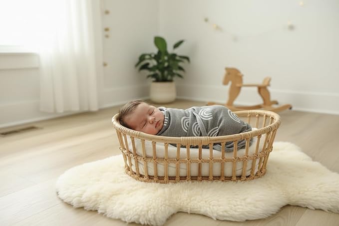 Gender Neutral Receiving Blanket 100% Cotton Buttery Soft Cozy Receiving Swaddle Crib Stroller Blanket for Shower Gift Registry for Newborns, Infants, Toddlers (Rainbow - Grey)