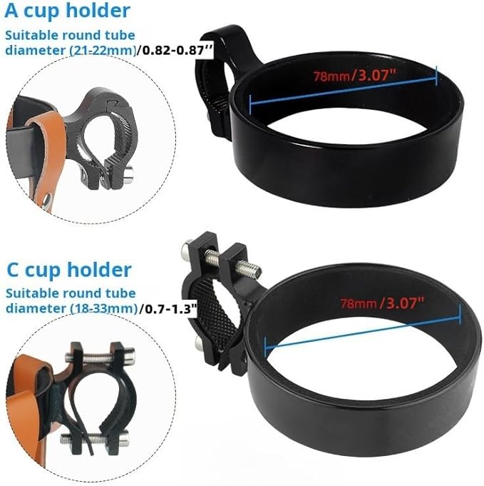 Premium Aluminium Bike Handlebar Cup Holder - Secure, Stylish, and Versatile, Baby Strollers Available (C Cup Holder-Silver)