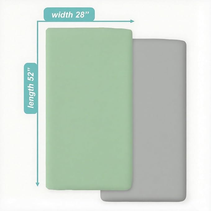 American Baby Company 2 Pack Fitted Crib Sheets 52" x 28" - Ultra Soft Microfiber Crib and Toddler Bed Sheets, Gray/Green, Neutral for Boys & Girls