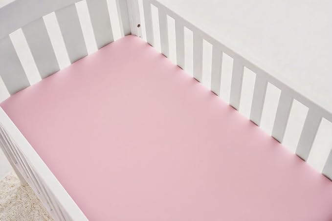 American Baby Company 2 Pack Fitted Crib Sheets 52" x 28" - Ultra Soft Microfiber Crib and Toddler Bed Sheets, White/Pink, Neutral for Boys & Girls