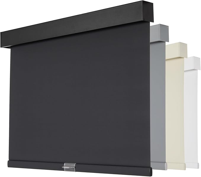 Persilux Blackout Roller Blinds for Windows, Cordless Roller Shades with Valance, Thermal Insulated Fabric Window Blinds, UV Protection Shades for Home and Bedroom (Black,17" W x 64" H)