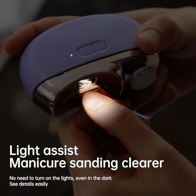 Easyclip Smart Nail Clipper - 3 in 1 Smart Electric Nail Clippers for Seniors, Baby and Adults,Polishing Clipper with LED Light,Suitable for Fingernail Toenails(Purple)