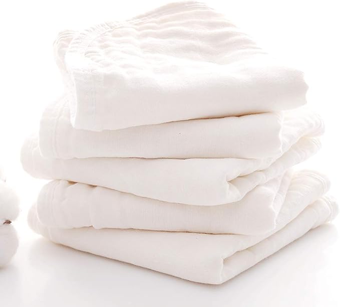MUKIN Baby Burp Cloths - Burp Cloth Sets for Unisex. Perfect for Newborn Baby Burping Cloths/Burp Bibs. Newborn Burping Rags for Boys and Girls (White)