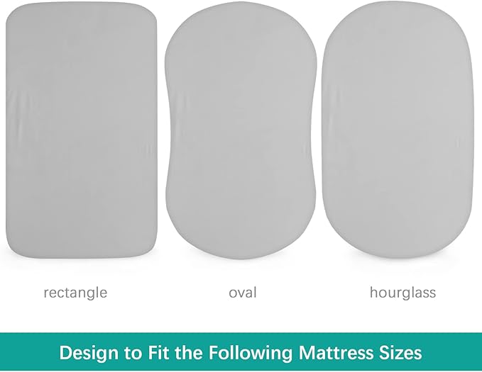 Waterproof Bassinet Sheets Fit for Miclassic, Baby Delight, TCBunny, Milliard, Dream On Me Traveler/Skylar and Other Bedside Sleeper Bassinet Mattress, Ultra Soft Microfiber Sheets, Grey & Navy