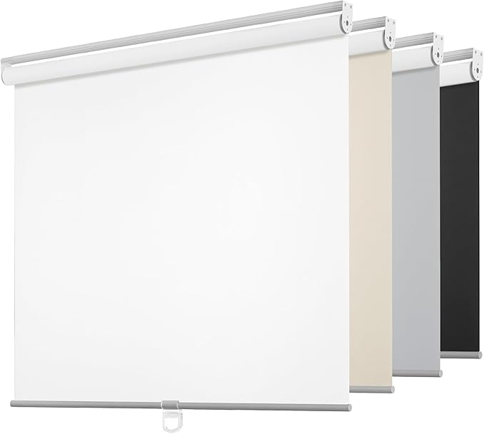 ChrisDowa Cordless Free-Stop 100% Blackout Blinds for Windows, Roller Windows Shades with Thermal Insulated, UV Protection Fabric for Living Room, Office and Home. Easy to Install.White,23" W X 72" H