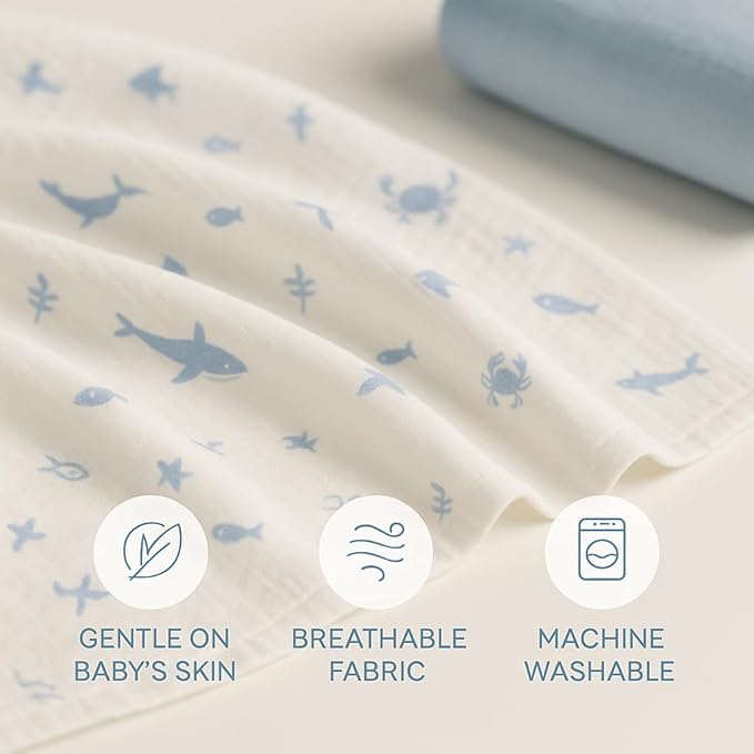 SUNSHINE & SNUGGLES Soft 100% Cotton Swaddles for Newborns, 2- Pack - Large, Breathable Baby Blanket - Versatile, Durable Muslin Swaddle Blankets - Perfect for Moms