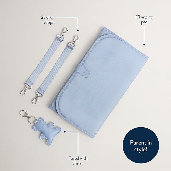 Itzy Ritzy Diaper Bag Backpack – Large Capacity Boss Plus Baby Backpack Diaper Bag Featuring 19 Pockets, Changing Pad, Stroller Clips, and Comfortable Straps (Teddy Blue)