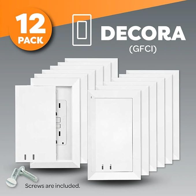 Child Resistant Outlet Cover 4-pack White Decora GFCI Wall Plate Sliding Door that Locks Safe & Stylish Patented Design Made in the USA Quick & Easy Installation Socket Shield
